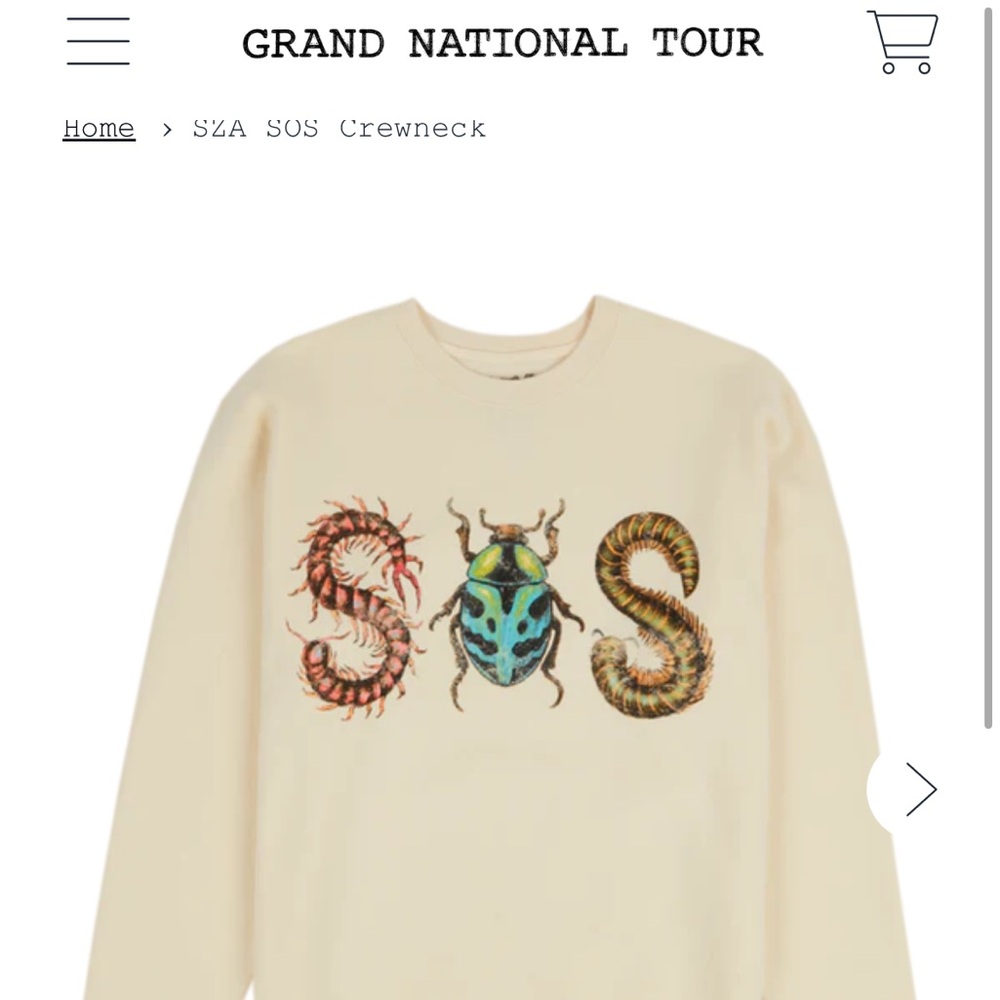 SZA SOS Crewneck - grand national tour 2025 Size Large - new